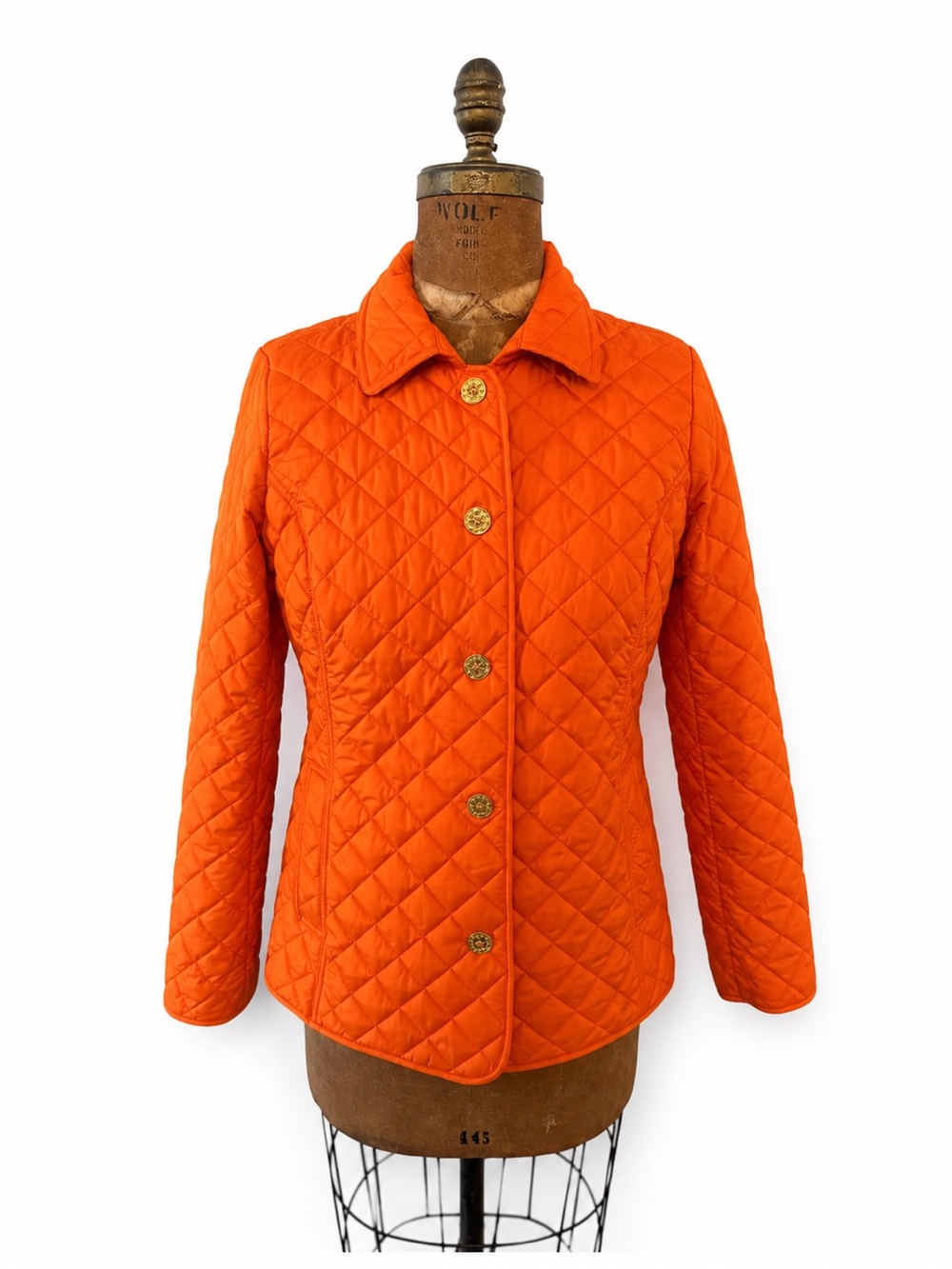 Christian Siriano C. Wonder Quilted Orange gold Button-Front Jacket